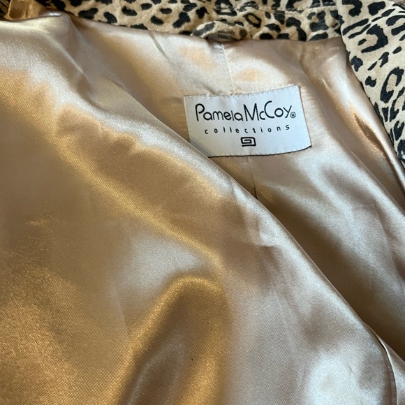 Pamela McCoy Leather Jacket Leopard & sequin embellished jacket 2x leather coat - Picture 6 of 7